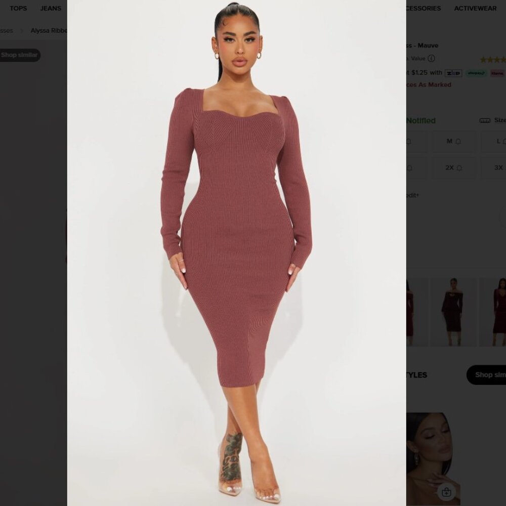 FASHION NOVA Alyssa Ribbed Midi Dress